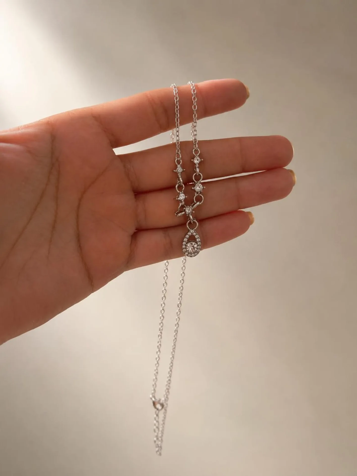 Silver Teardrop Necklace view 3