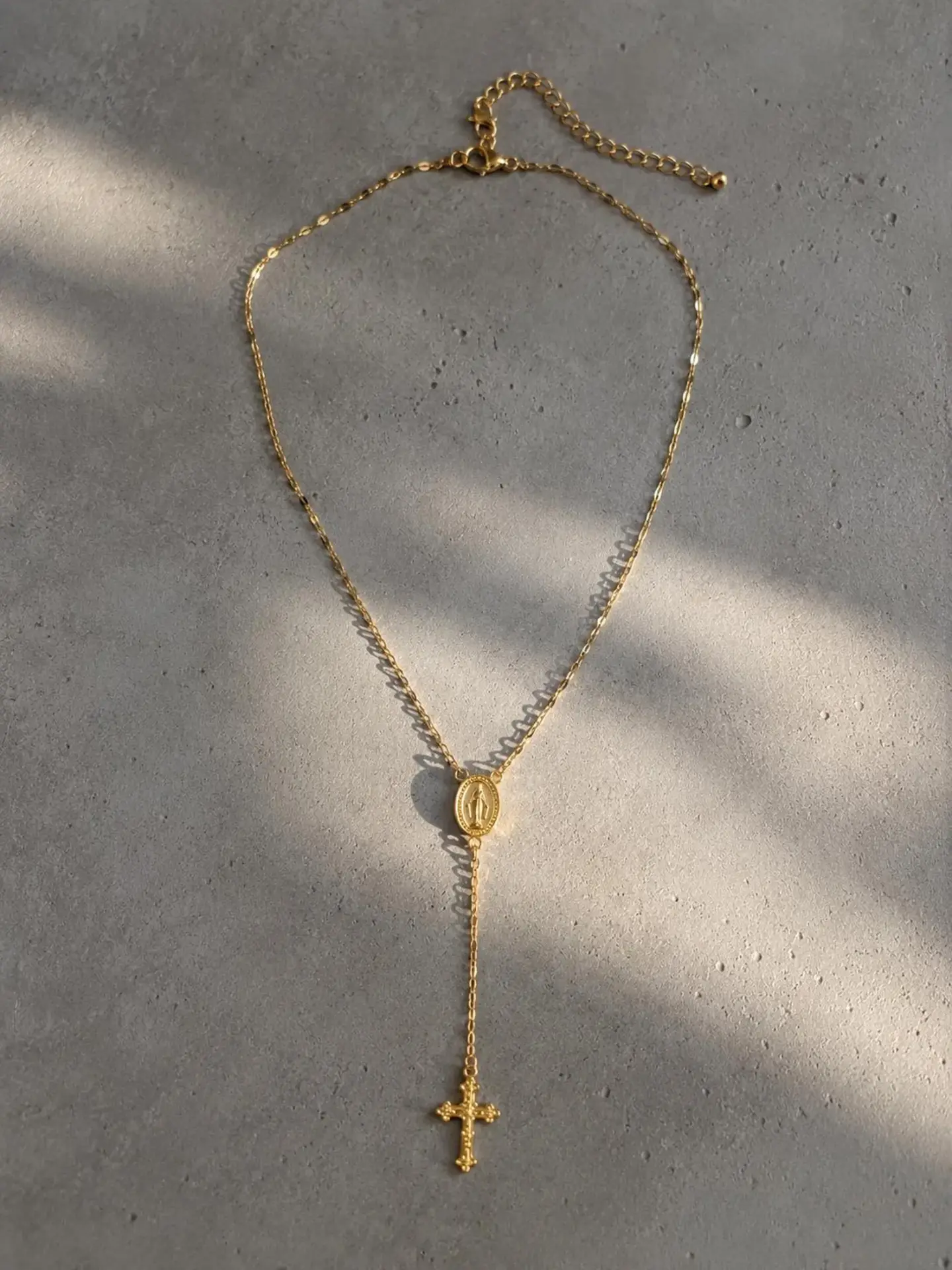 18K Gold Plated Rosary Necklace view 3