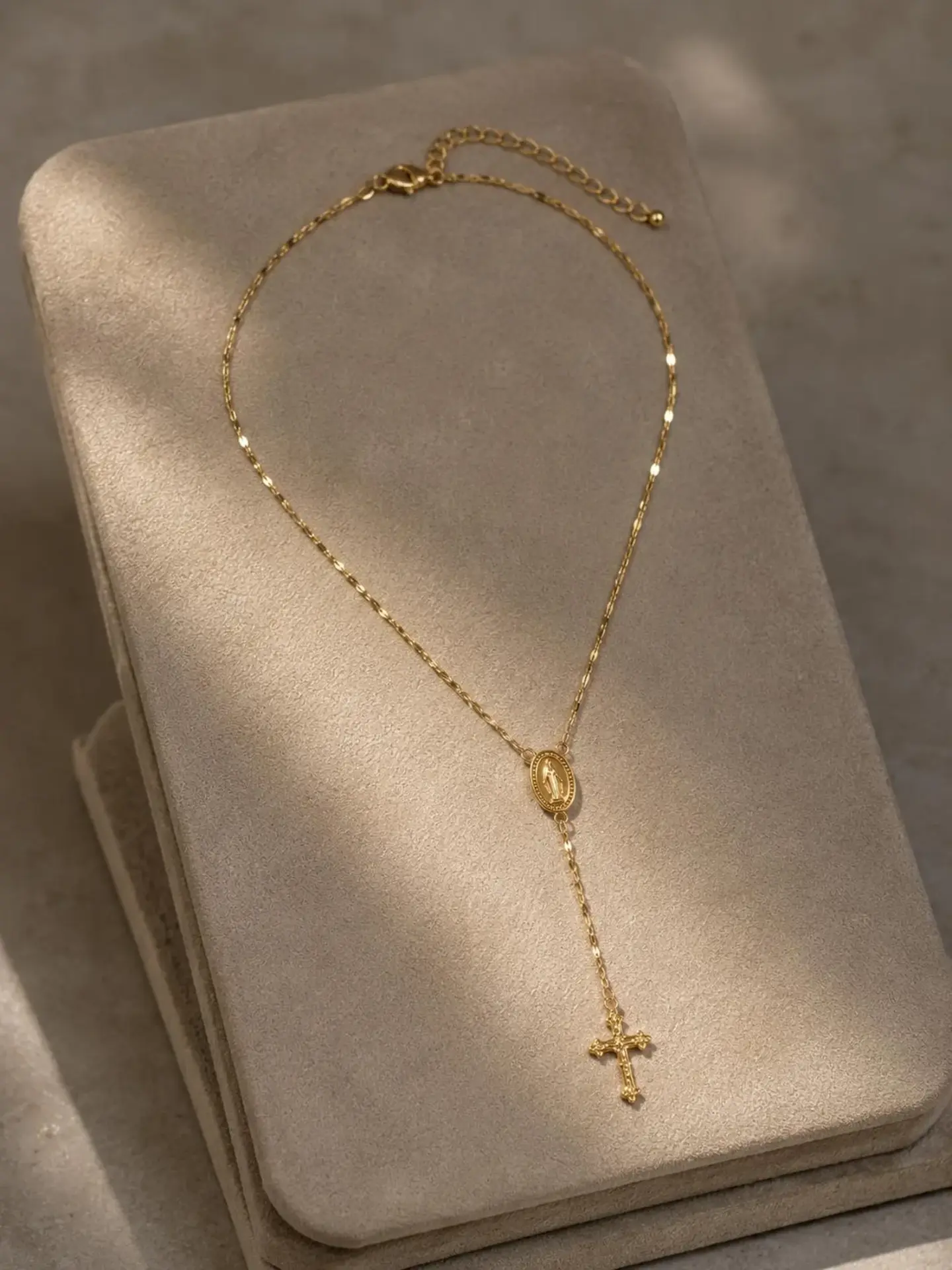 18K Gold Plated Rosary Necklace view 2