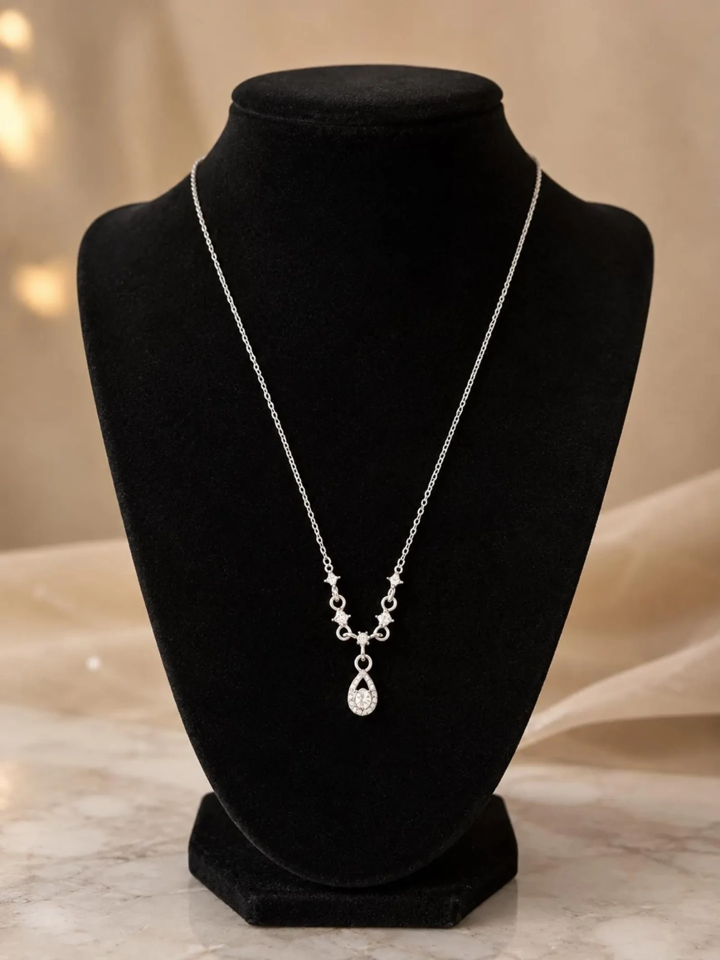 Silver Teardrop Necklace view 2