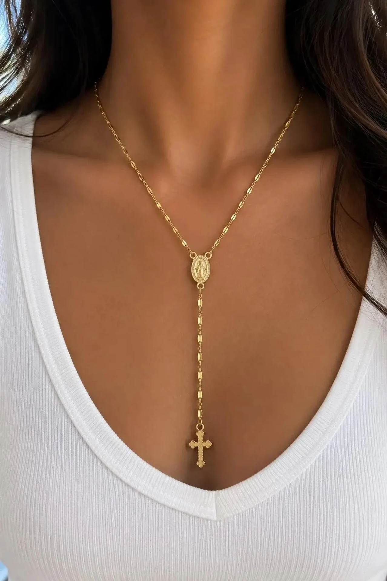 18K Gold Plated Rosary Necklace